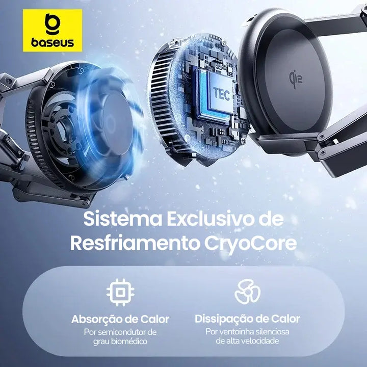 Sistema exclusivo CryoCore do carregador Baseus com dissipador de calor semicondutor e ventoinha silenciosa