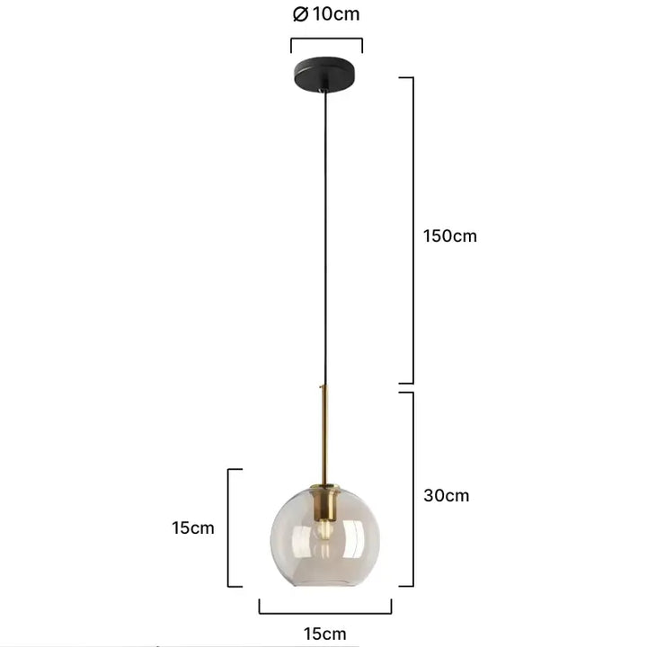 Luminária Pendente Vidro Ápice com dimensões 15x30cm, cabo 150cm e base 10cm
