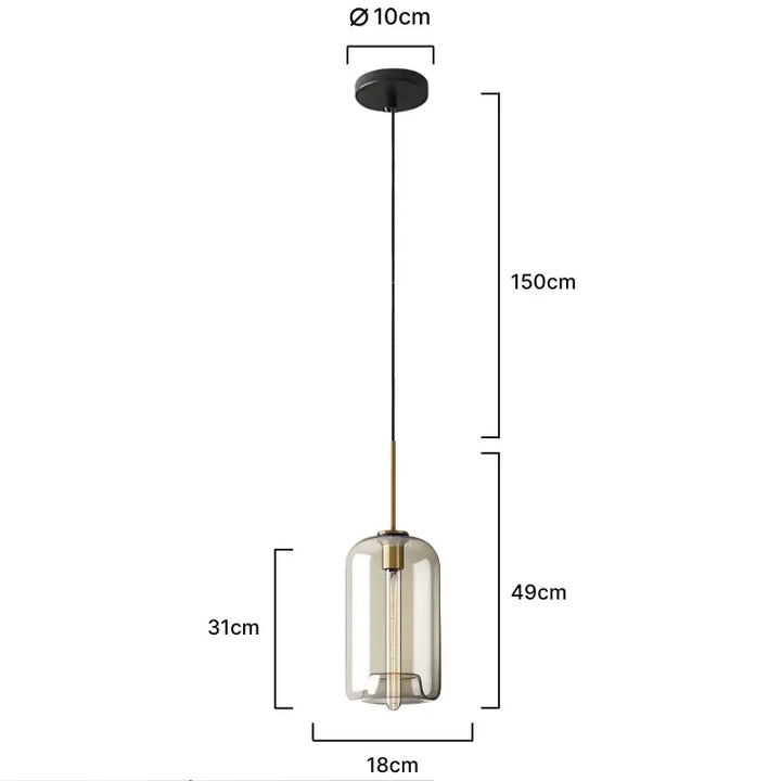 Luminária Pendente Vidro Ambaris Prisma com dimensões 18x49cm, cabo 150cm e base 10cm
