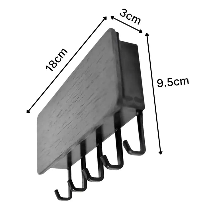 Dimensões do porta chaves Orto: 18,2cm largura x 9,5cm altura x 3cm profundidade com 5 ganchos pretos